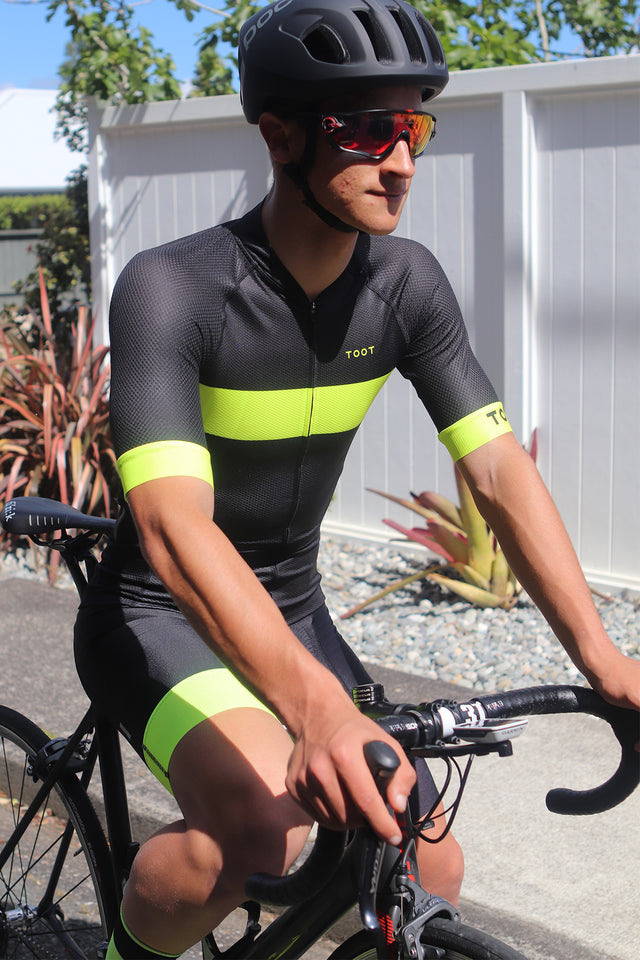 MENS PRO X JERSEY - BLACK WITH FLURO YELLOW